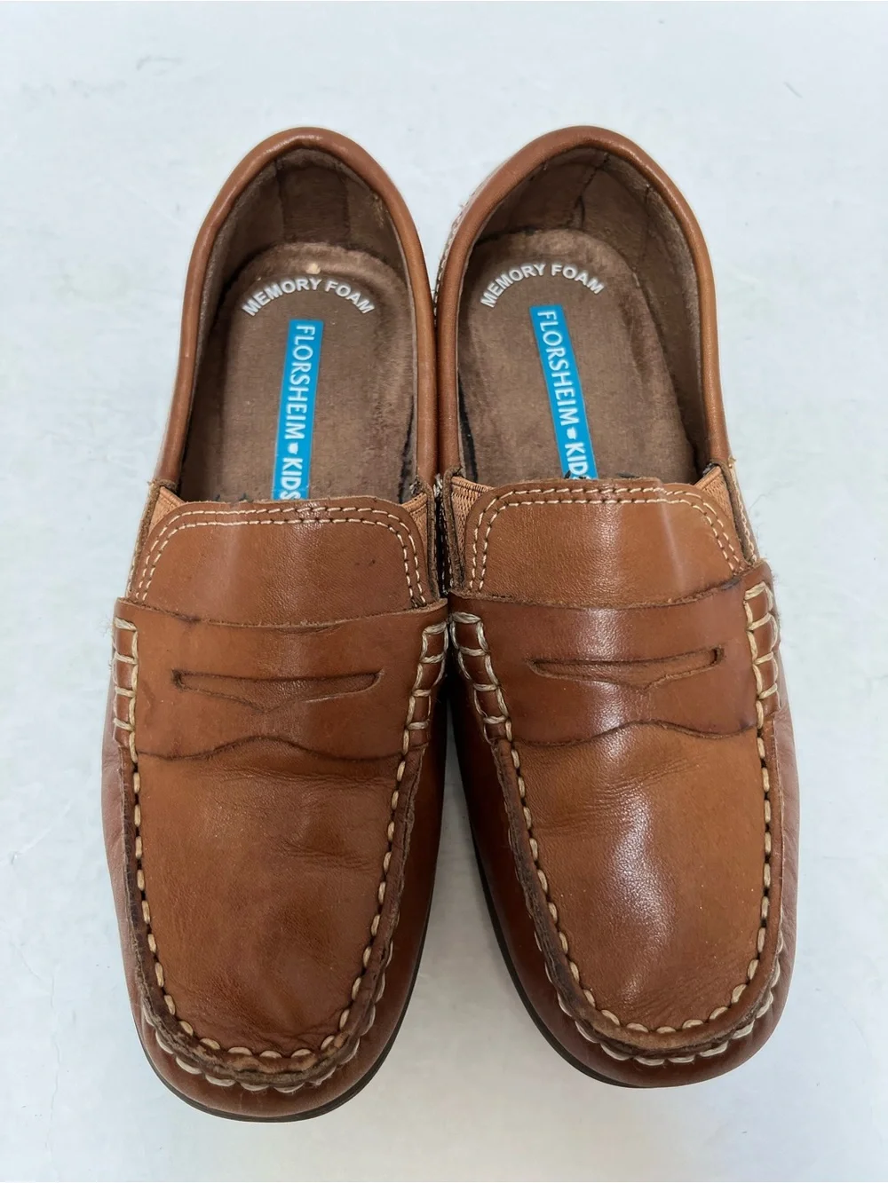 🔆Florsheim Kids Jasper Driver Jr Loafers Leather Saddle Tan Size 3.5M Boys